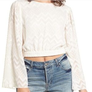 WAYF long bell sleeve white crop top size XL
